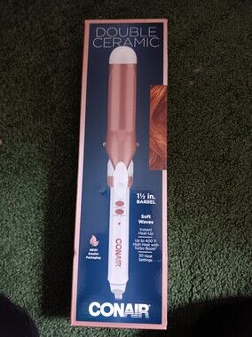 Conair Double Ceramic 1½" Curling Wand in Rose Gold and White